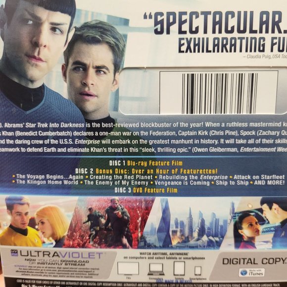 Star Trek Into Darkness 3 Disc Set Blue Ray DVD Digital Copy - Picture 2 of 14